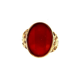 Pre Owned 9ct Red Stone Signet Ring ZR158